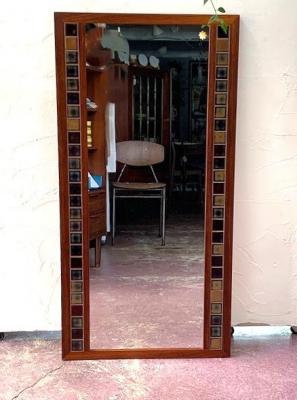 タイル付き　ウォールミラー　ヴィンテージ　デンマーク